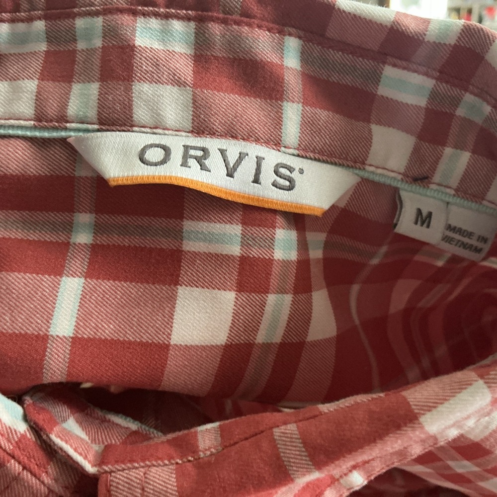 Orvis Long Sleeve Button Down-plaid Red-men's Size Medium